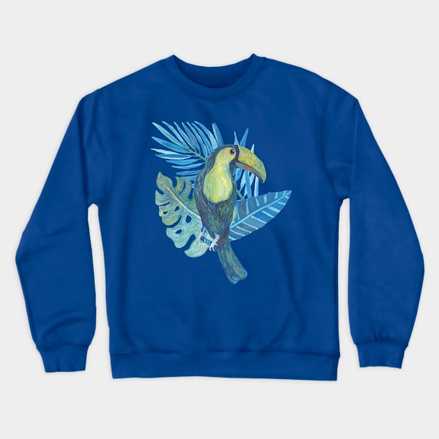 Toucan Parrot with three leaf Jungle Amazon Water colour Beautiful Crewneck Sweatshirt by ActivLife